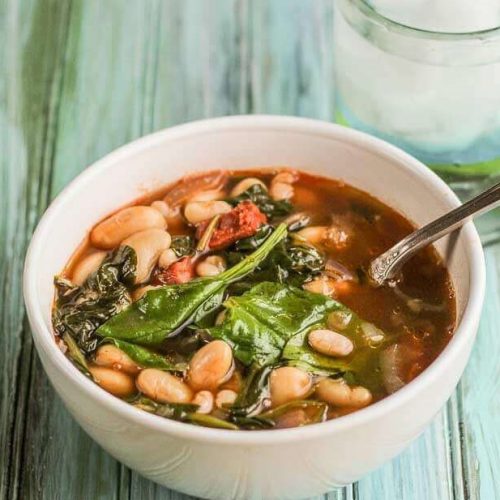 Chorizo Spinach Bean Stew