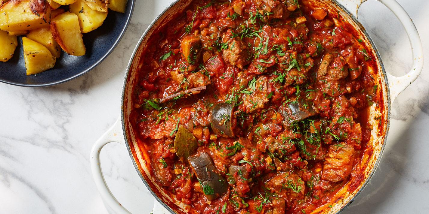 Lamb Neck, Aubergine and Tomato Stew Recipe - Great British Chefs